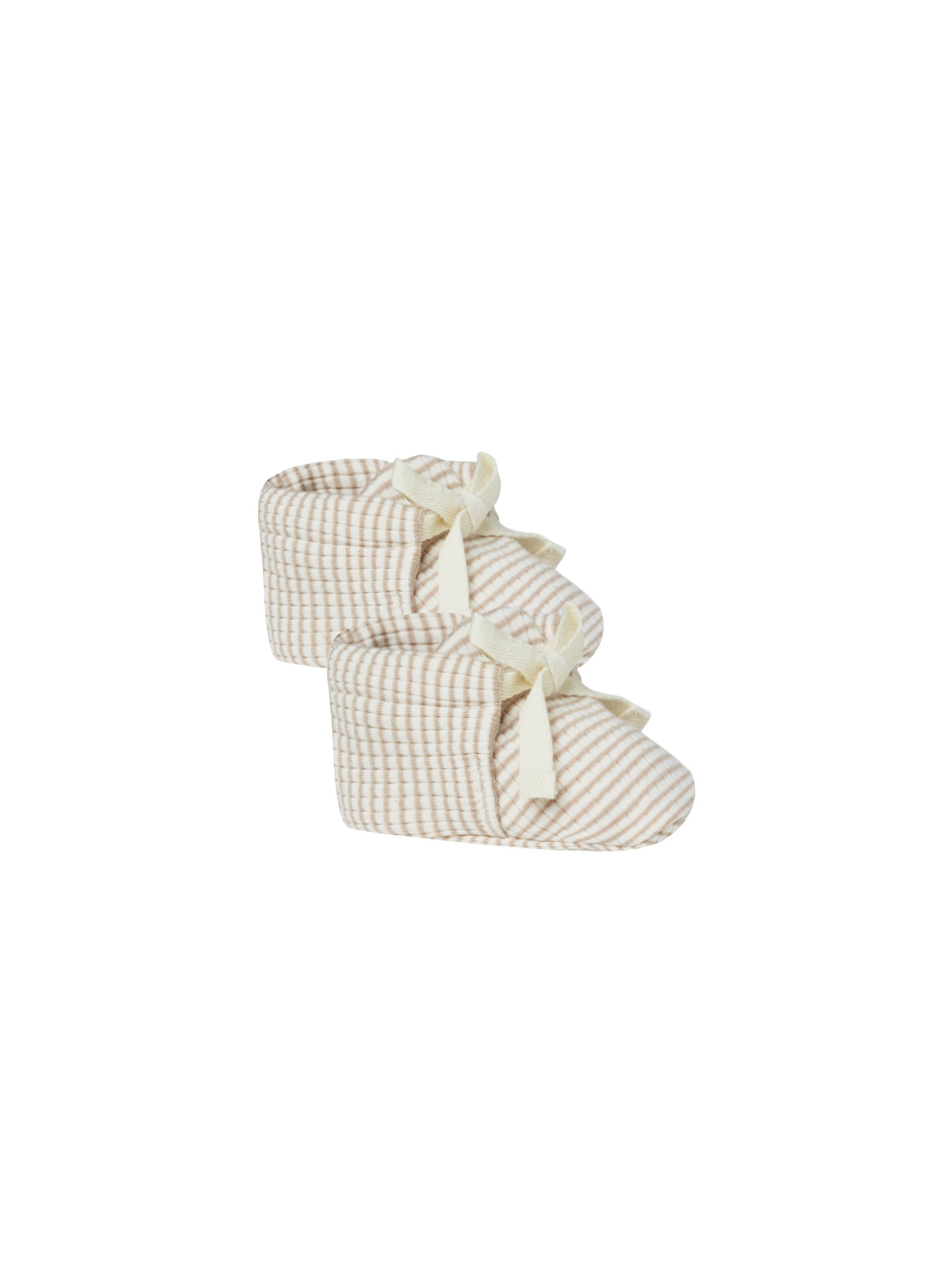 QUINCY MAE RIBBED BABY BOOTIES / ASH STRIPE