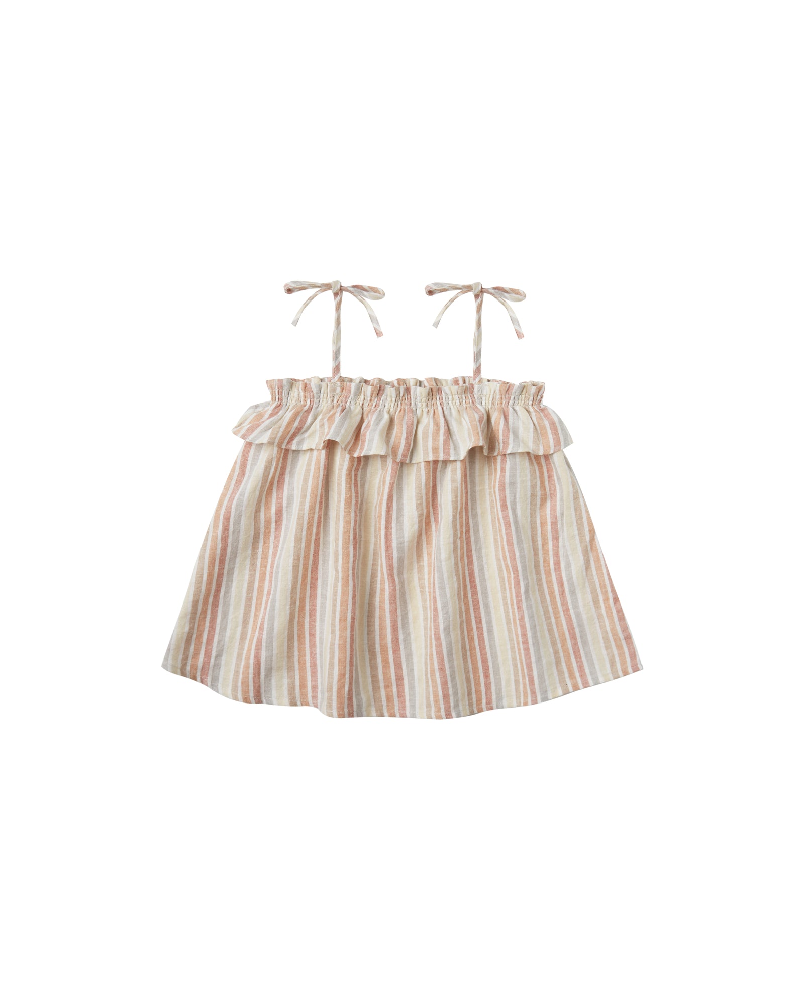 RYLEE + CRU RUFFLE TUBE TOP / MULTI STRIPE