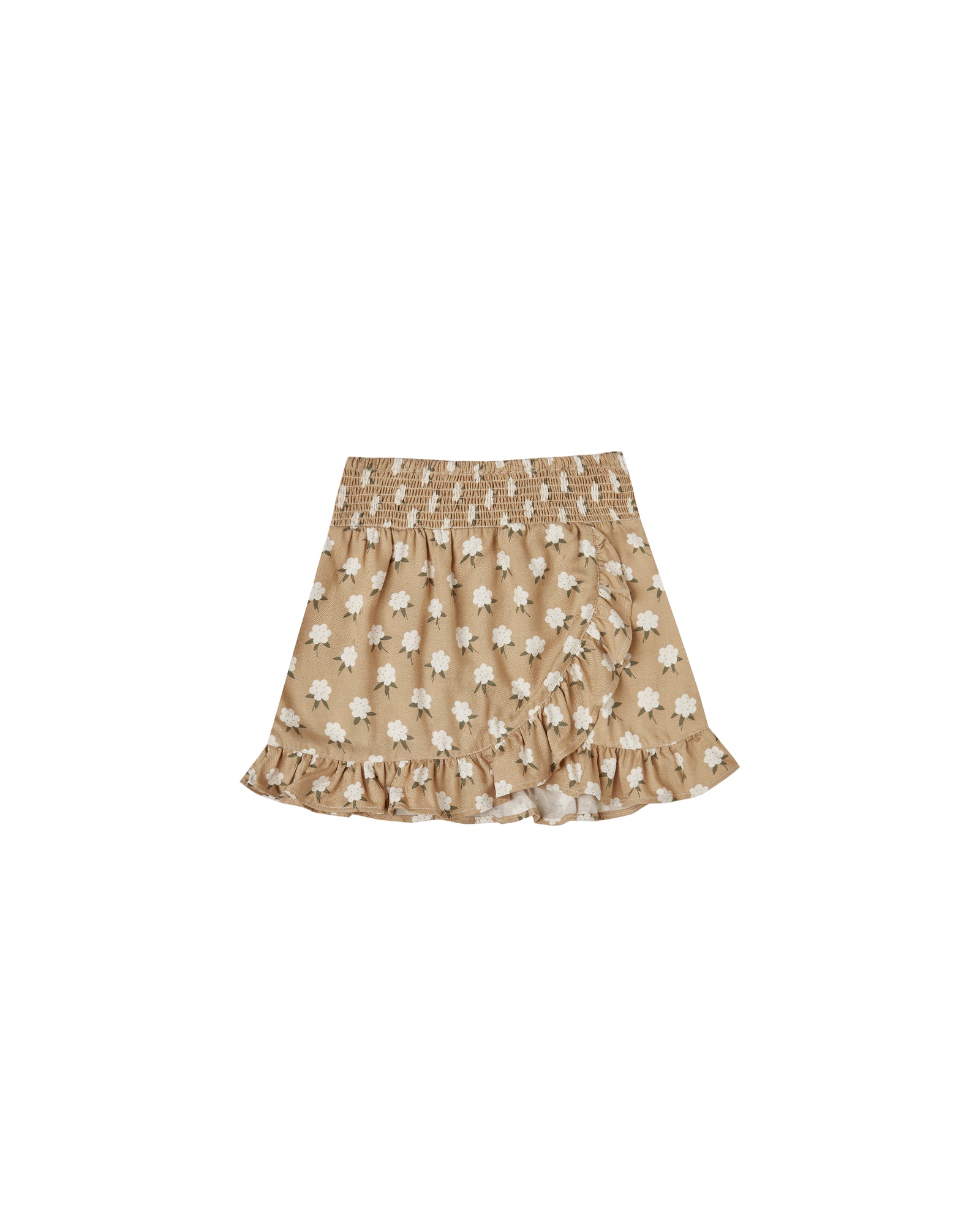 RYLEE + CRU WRAP RUFFLE SKIRT / WHITE FLORA