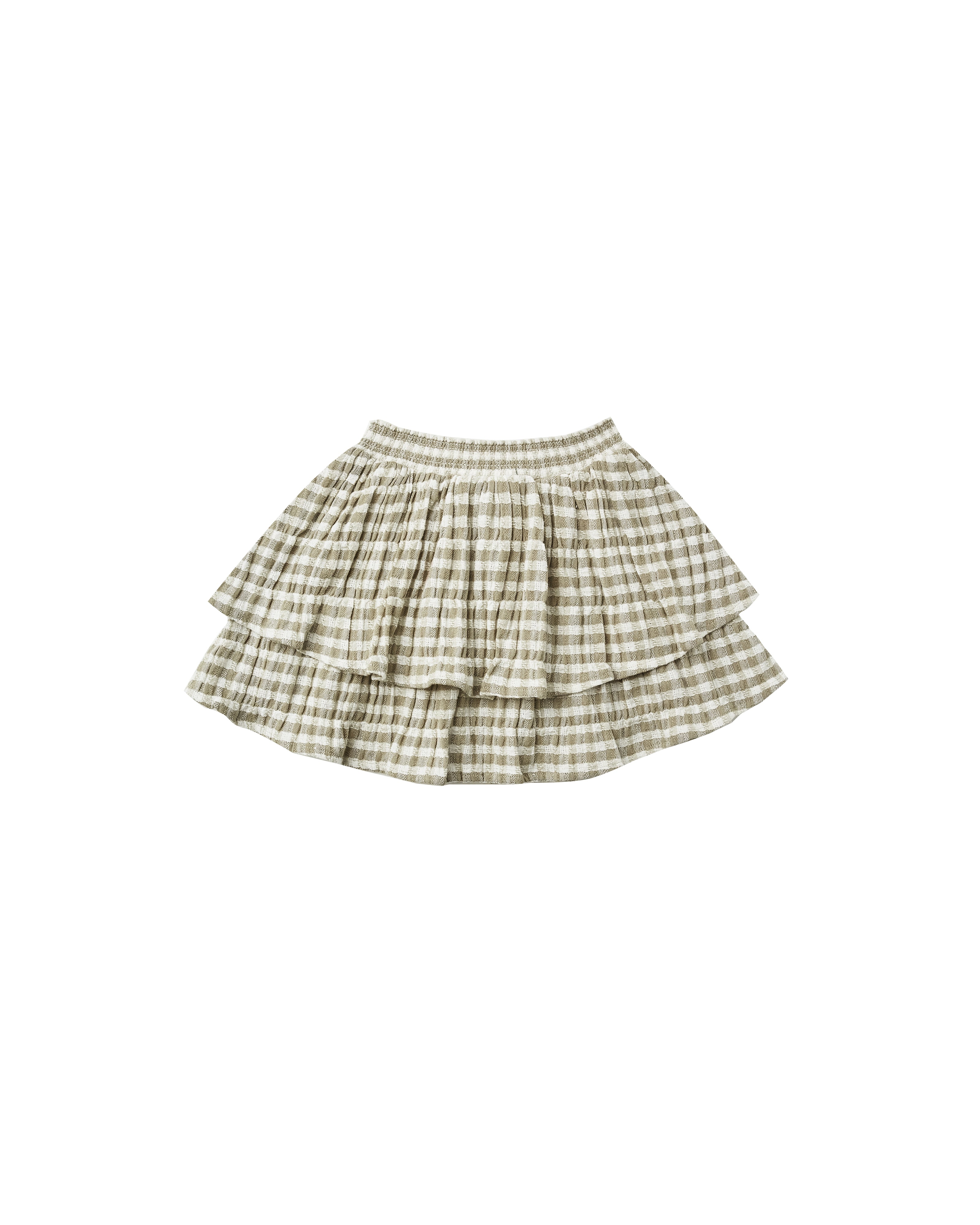 RYLEE + CRU TIERED MINI SKIRT / GINGHAM - Milk + Bots