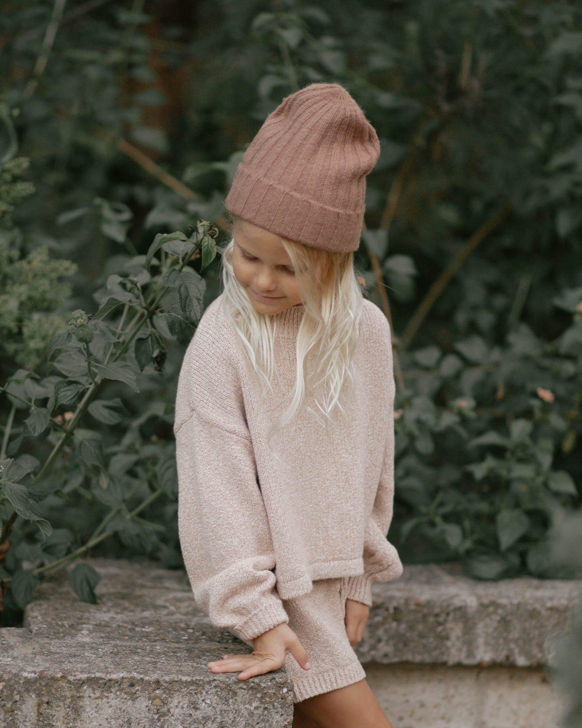 RYLEE + CRU KNIT SHORTS / HEATHERED ROSE