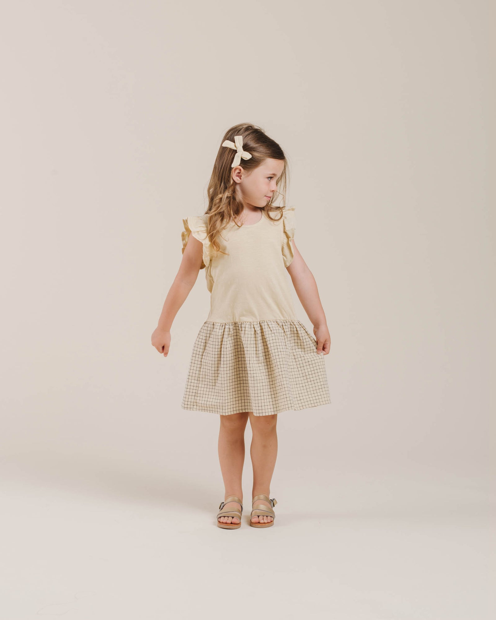 RYLEE + CRU COURY DRESS / GRID BUTTER