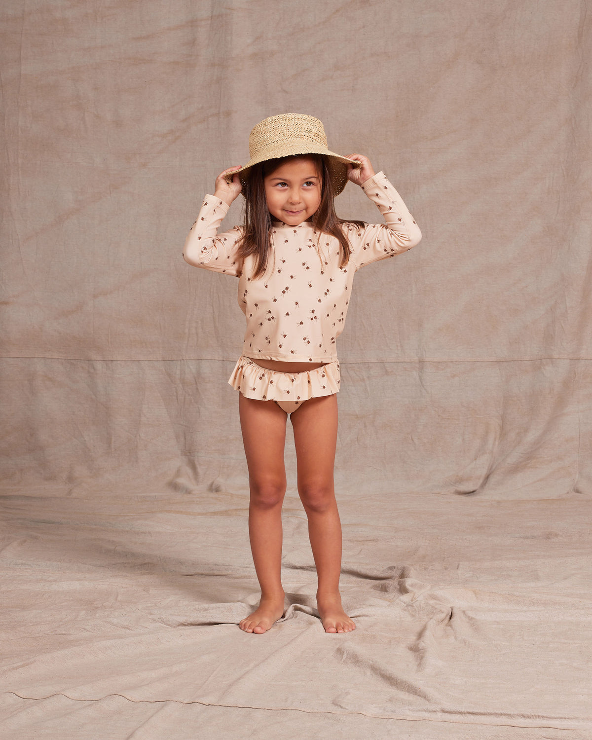 RYLEE + CRU RASH GUARD GIRL SET / SHELL DITSY