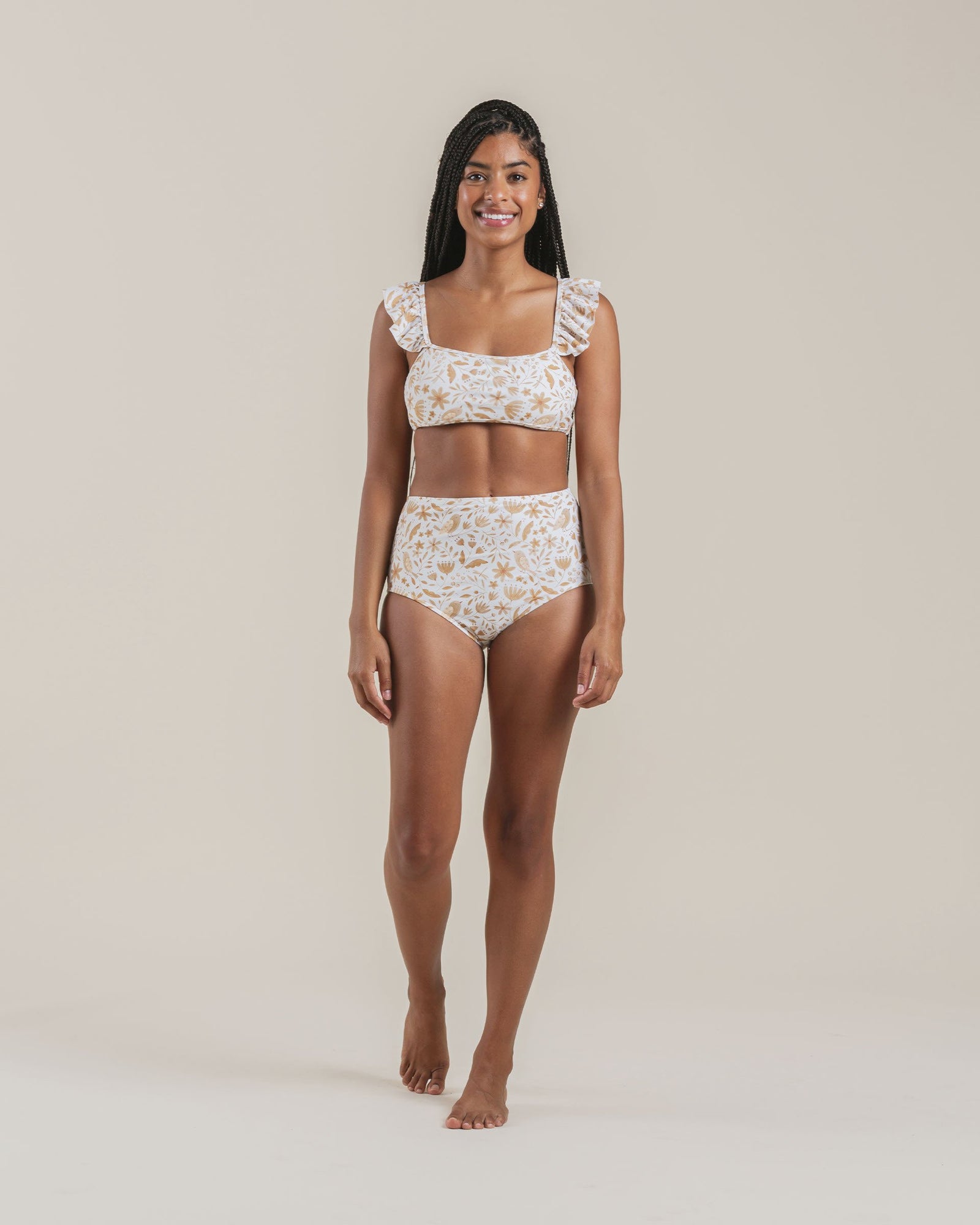 RYLEE + CRU HIGH WAISTED BIKINI BOTTOM / GARDEN BIRDS / WOMEN'S