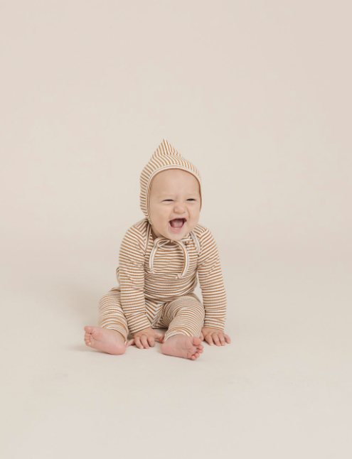 QUINCY MAE RIBBED LONGSLEEVE LAP TEE / WALNUT STRIPE