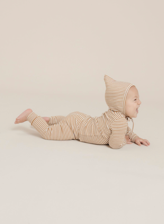 QUINCY MAE RIBBED LONGSLEEVE LAP TEE / WALNUT STRIPE