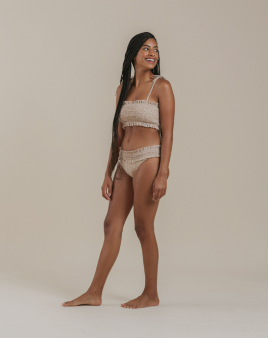 RYLEE + CRU DOTTY SMOCKED BIKINI BOTTOM / WOMEN&#39;S