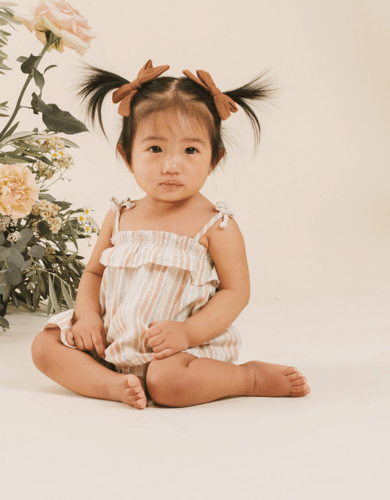 RYLEE + CRU RUFFLE TUBE TOP / MULTI STRIPE