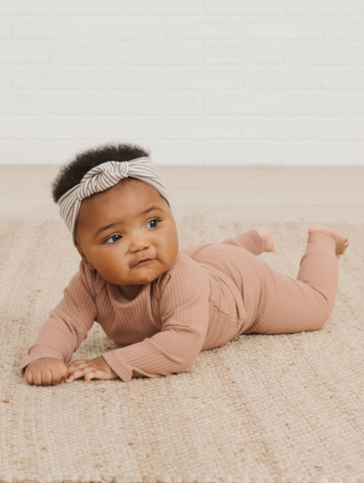 QUINCY MAE RIBBED LS LAP TEE / TERRACOTTA