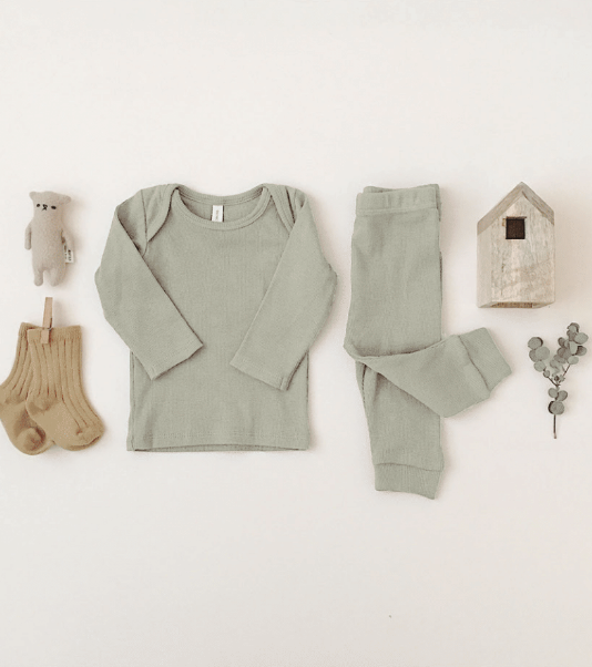 QUINCY MAE RIBBED LS LAP TEE / SAGE