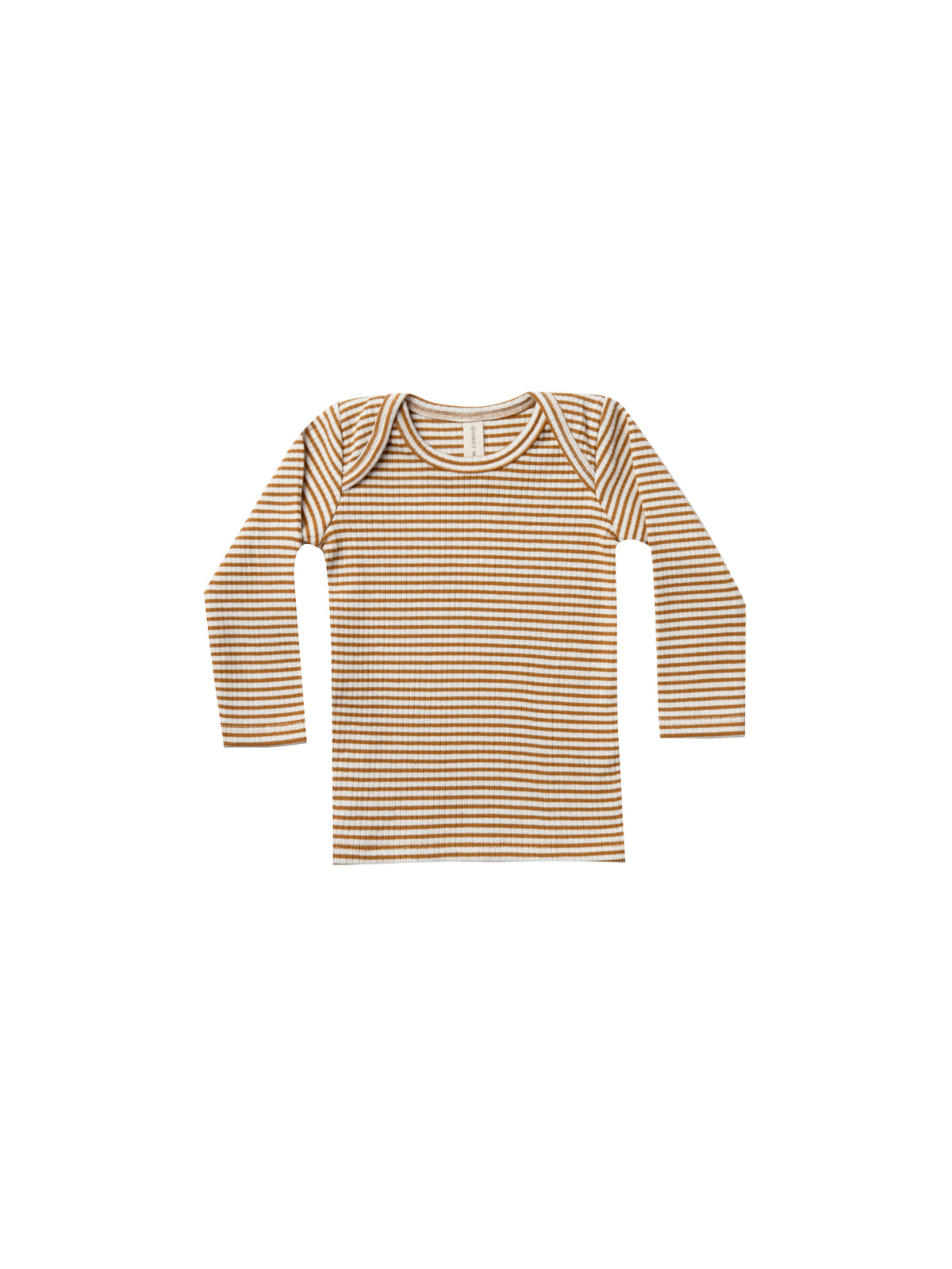 QUINCY MAE RIBBED LONGSLEEVE LAP TEE / WALNUT STRIPE