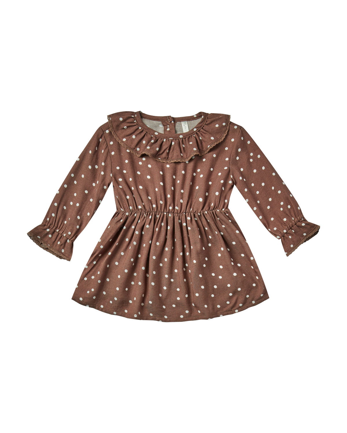 RYLEE + CRU DOT RUFFLE COLLAR BABY DRESS / WINE